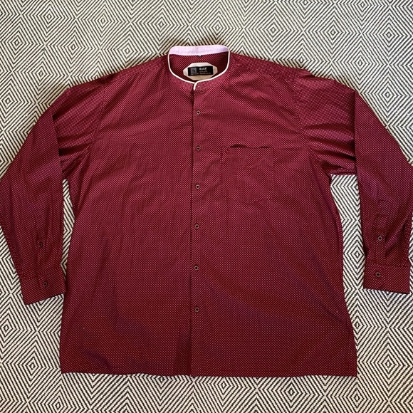 XXL Charagh Din Emperor Collar Dress Shirt Red White Button Down size 46 - Picture 3 of 3
